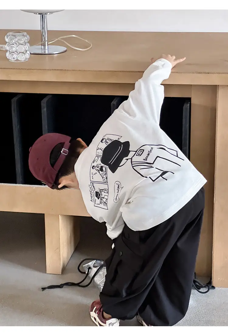 Boys Long Sleeve T-Shirt White Cartoon Print 2025 — feature 26
