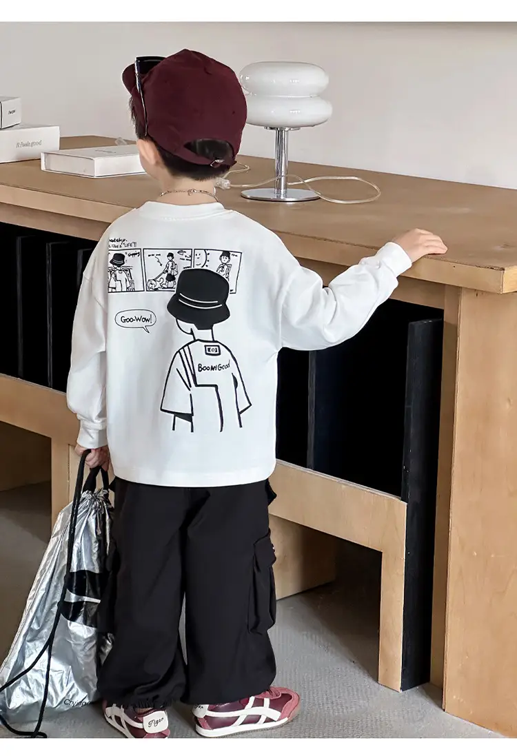 Boys Long Sleeve T-Shirt White Cartoon Print 2025 — feature 28