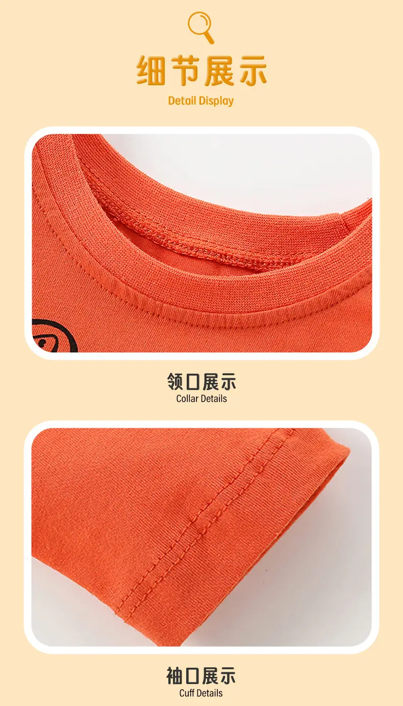 Dinosaur Print Boys Sweatshirt Orange Round Neck — feature 9