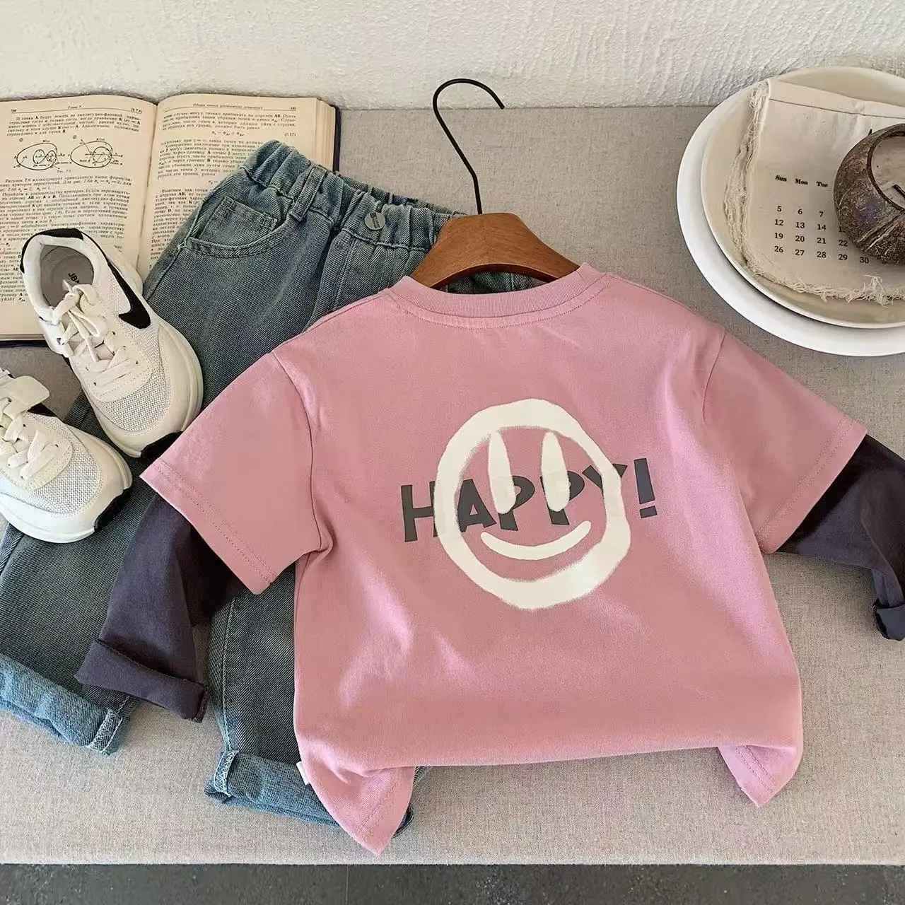 Kids Base Layer Shirt Smiley Face Color Matching Long Sleeve — feature 5