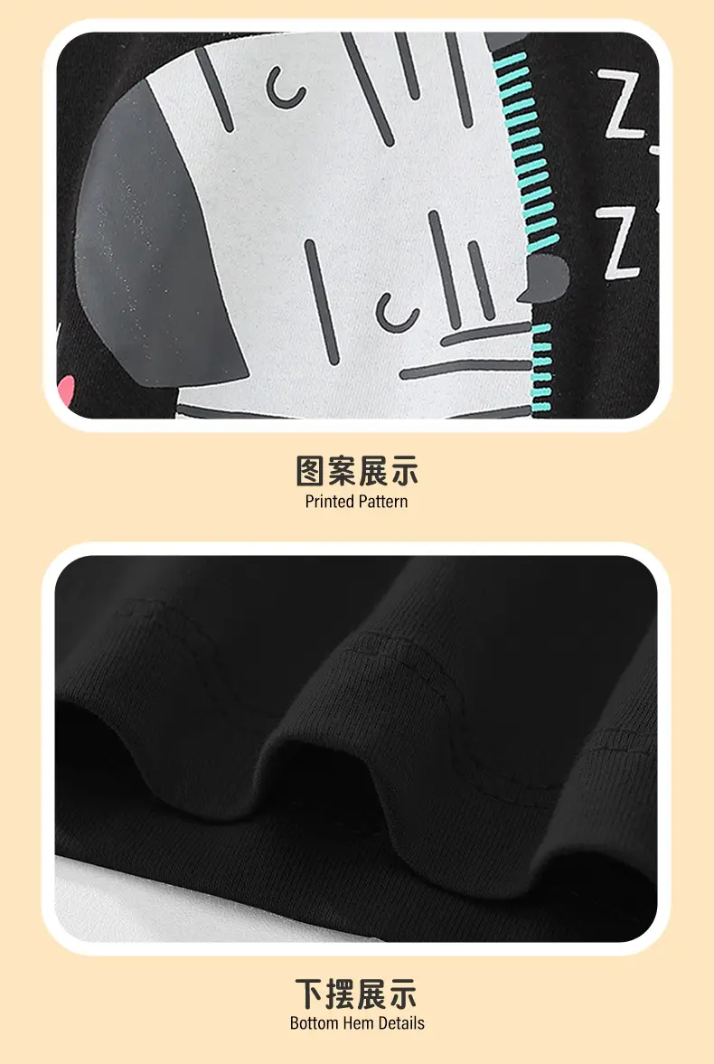 Kids Long Sleeve T-Shirt Black Z-Print Round Neck — feature 10