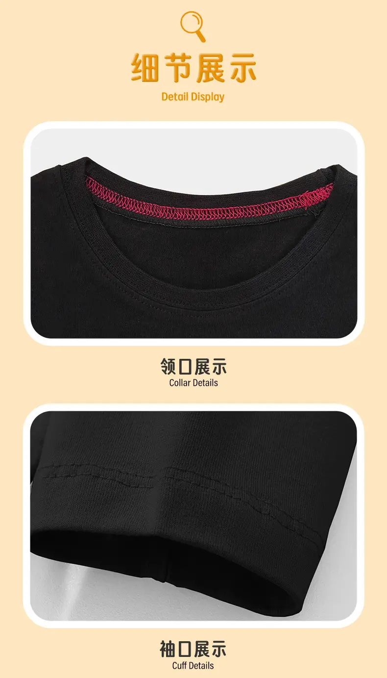 Kids Long Sleeve T-Shirt Black Z-Print Round Neck — feature 9