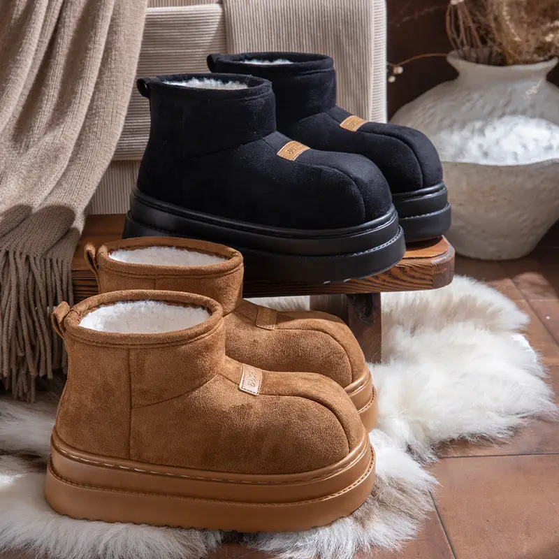 2025 New High-Top Cotton Shoes for Women, Autumn and Winter Outer Wear, Retro Bread Boots, Suede All-Inclusive Warm Plush Cotton Boots for Women - Image 5