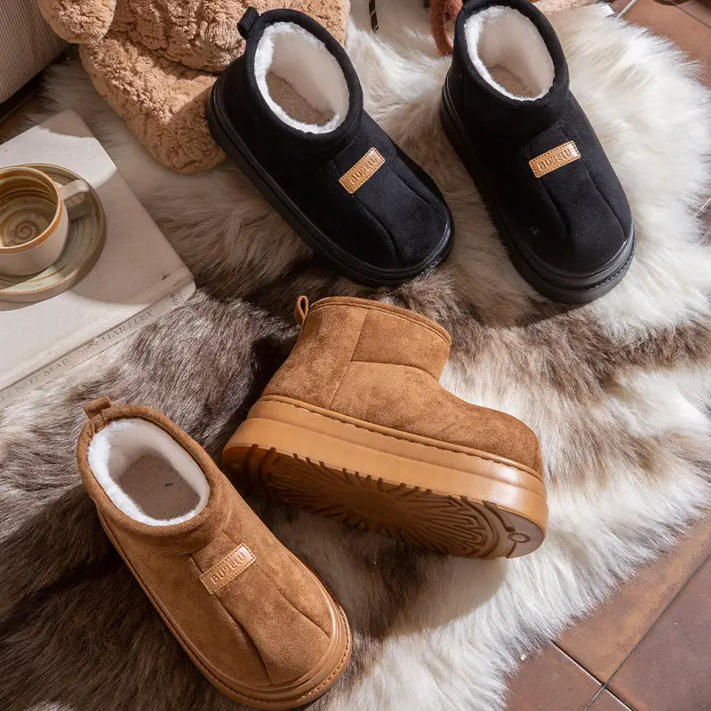 2025 New High-Top Cotton Shoes for Women, Autumn and Winter Outer Wear, Retro Bread Boots, Suede All-Inclusive Warm Plush Cotton Boots for Women - Image 8