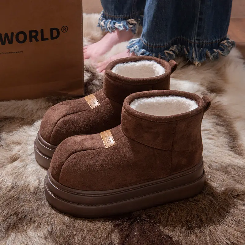 2025 New High-Top Cotton Shoes for Women, Autumn and Winter Outer Wear, Retro Bread Boots, Suede All-Inclusive Warm Plush Cotton Boots for Women - Image 2