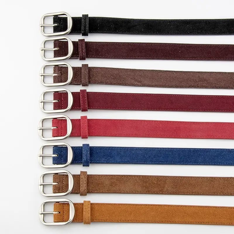 Frosted Leather Belt Women's Tan Cowhide Pin Buckle