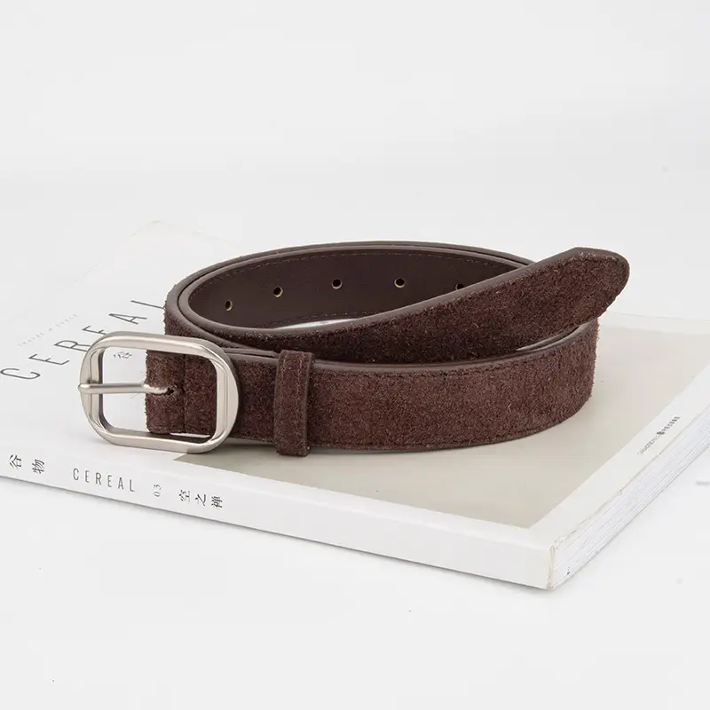 Frosted Leather Belt Women's Tan Cowhide Pin Buckle