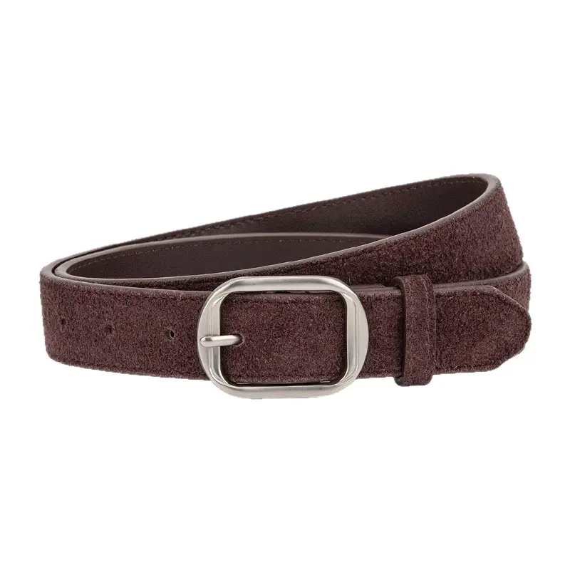 Frosted Leather Belt Women's Tan Cowhide Pin Buckle