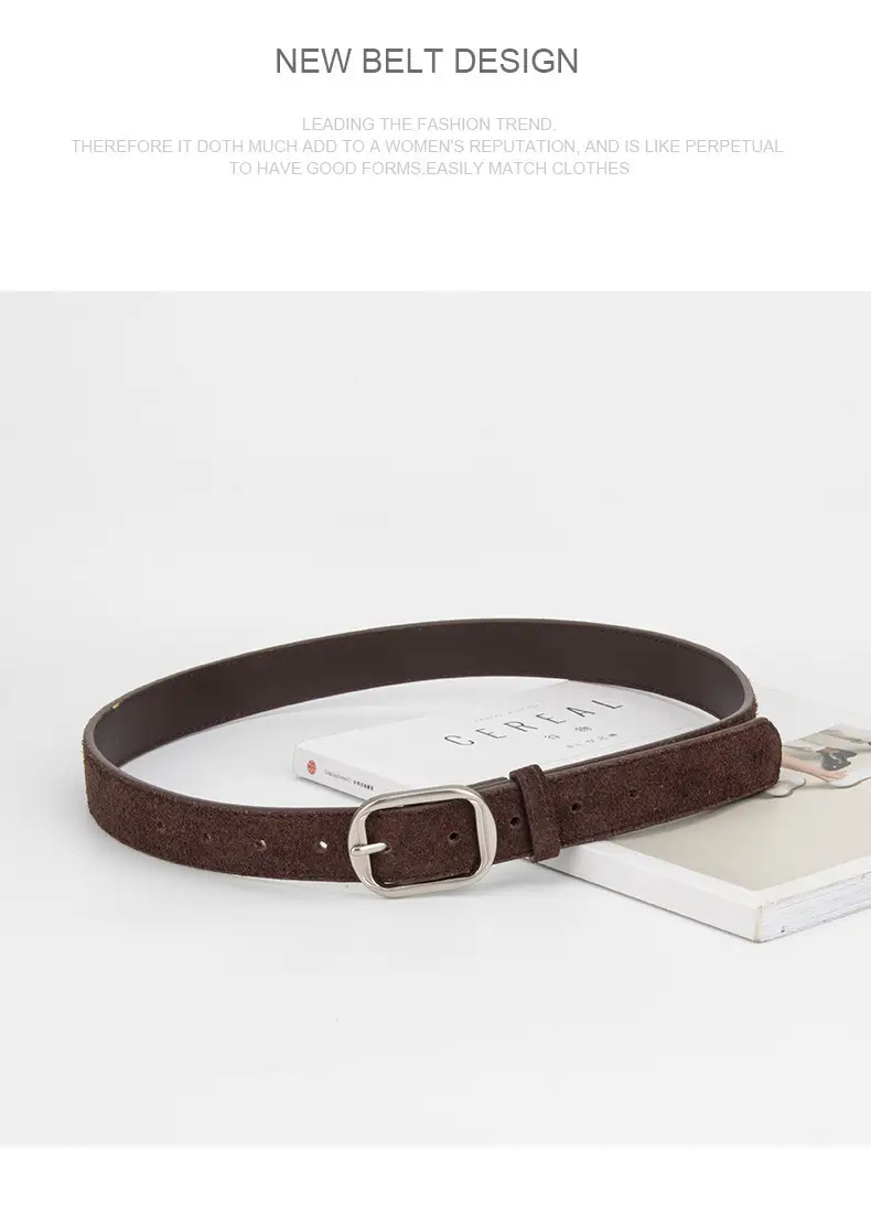 Frosted Leather Belt Women's Tan Cowhide Pin Buckle — feature 12