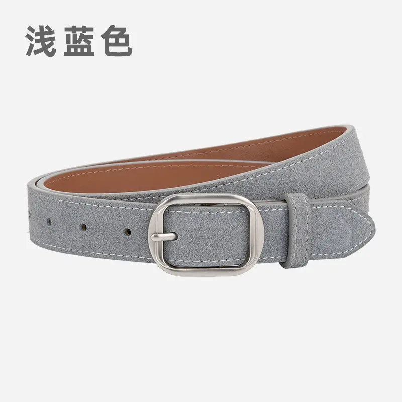 Frosted Leather Belt Women's Tan Cowhide Pin Buckle