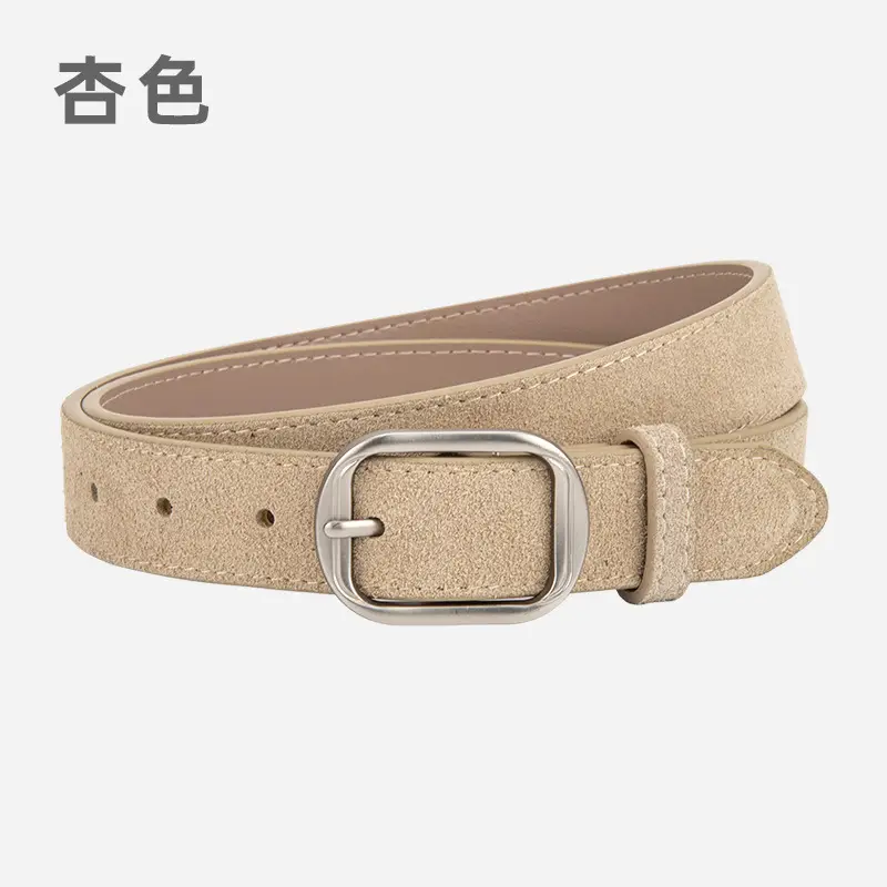 Frosted Leather Belt Women's Tan Cowhide Pin Buckle