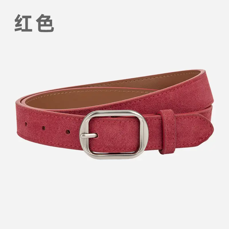 Frosted Leather Belt Women's Tan Cowhide Pin Buckle