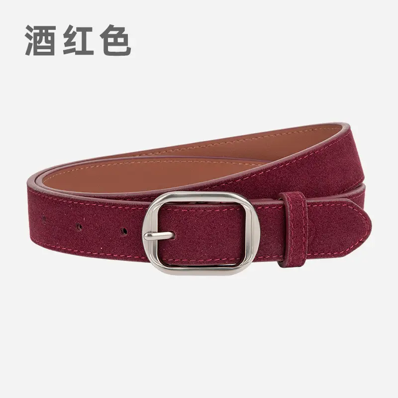Frosted Leather Belt Women's Tan Cowhide Pin Buckle