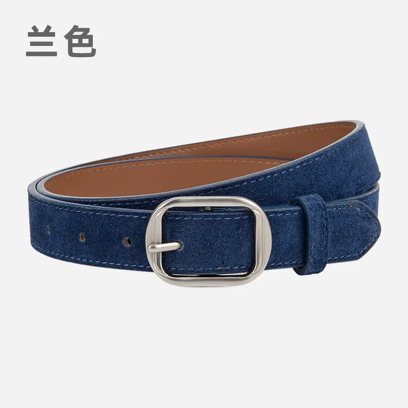 Frosted Leather Belt Women's Tan Cowhide Pin Buckle