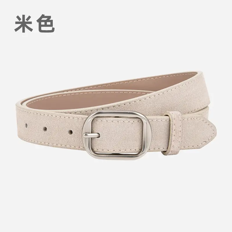 Frosted Leather Belt Women's Tan Cowhide Pin Buckle
