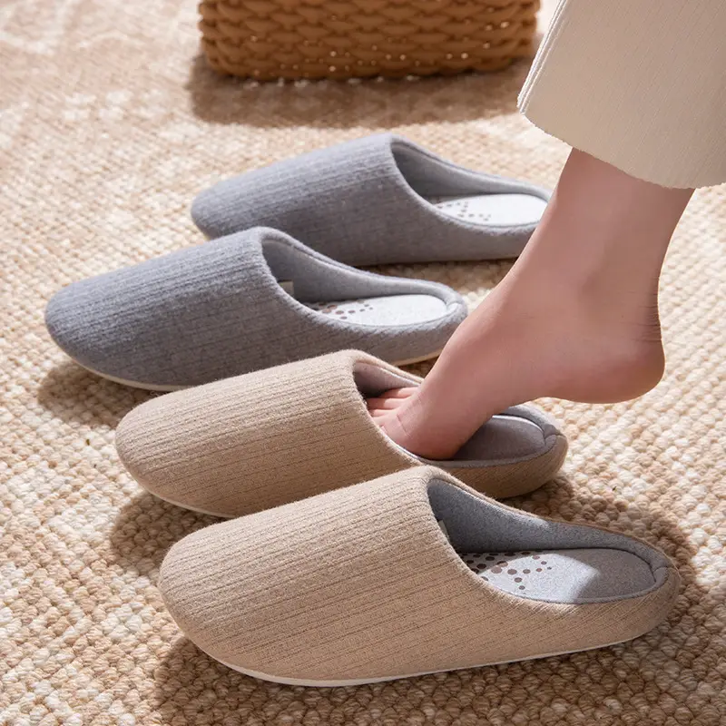 Japanese-Style Silent Cotton Slippers for Women, Autumn and Winter Indoor Home Use, Non-Slip Soft Sole, Silent Maternity Warm Slippers for Men - Image 6