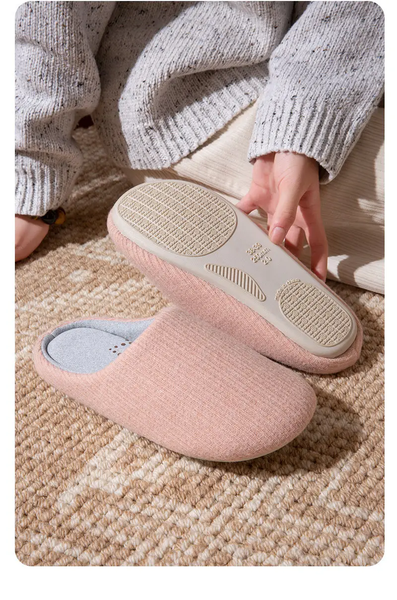 Japanese-Style Silent Cotton Slippers for Women, Autumn and Winter Indoor Home Use, Non-Slip Soft Sole, Silent Maternity Warm Slippers for Men — feature 11
