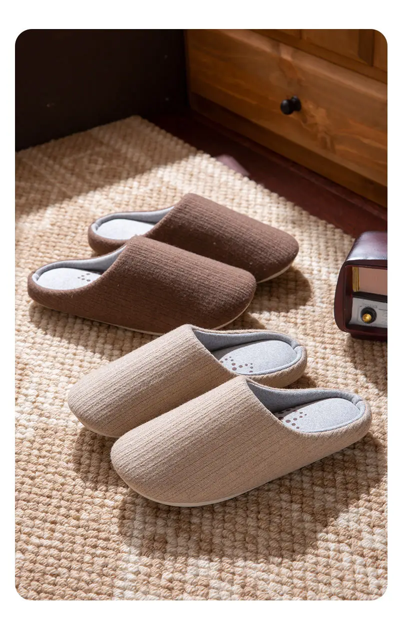 Japanese-Style Silent Cotton Slippers for Women, Autumn and Winter Indoor Home Use, Non-Slip Soft Sole, Silent Maternity Warm Slippers for Men — feature 12