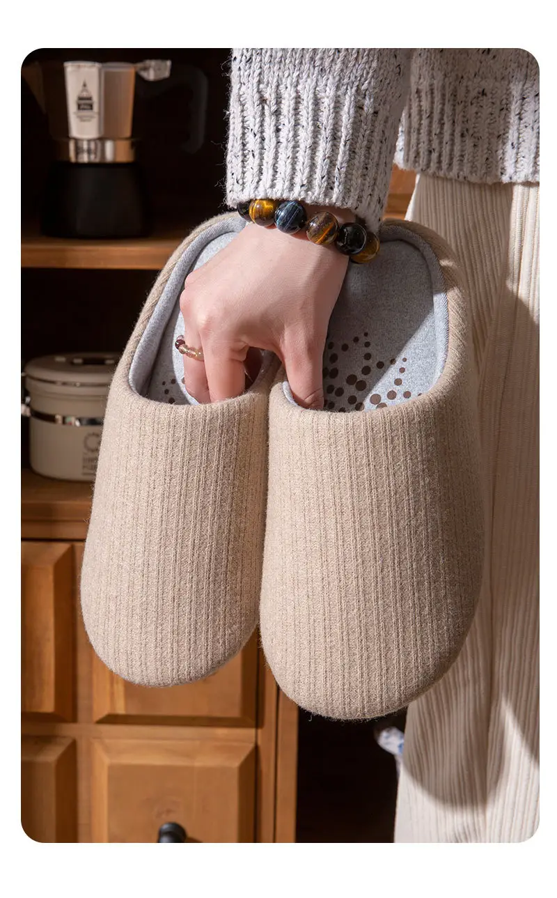 Japanese-Style Silent Cotton Slippers for Women, Autumn and Winter Indoor Home Use, Non-Slip Soft Sole, Silent Maternity Warm Slippers for Men — feature 14