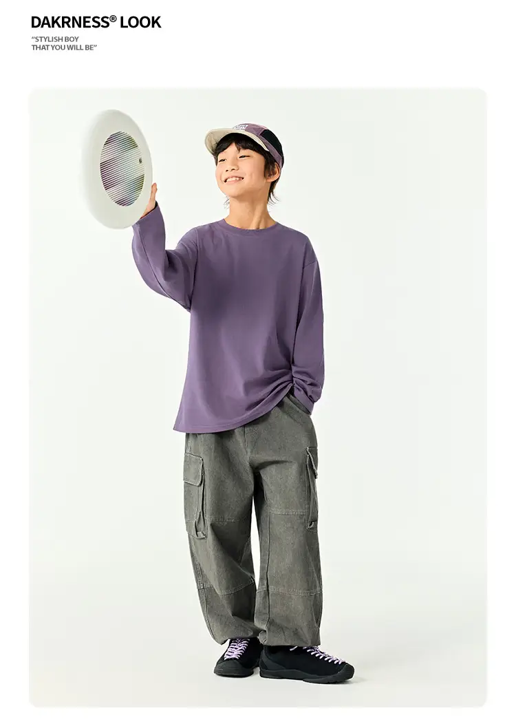 Kids Japanese Style T-Shirt Set Solid Color Base — feature 16