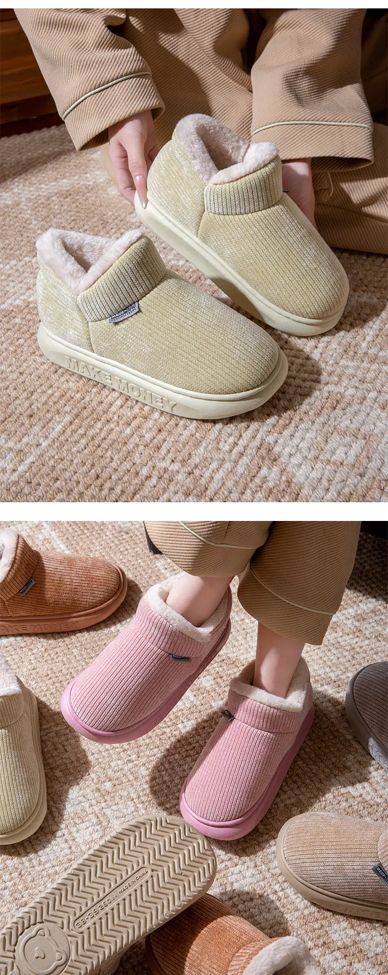 Women Cotton Slip-On Slippers Warm Indoor Winter — feature 10