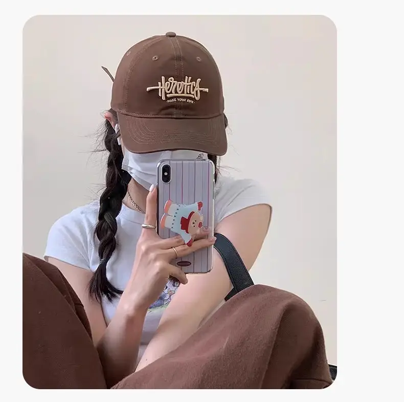 Heroic Letter Embroidered Duckbill Cap for Women Brown — feature 19