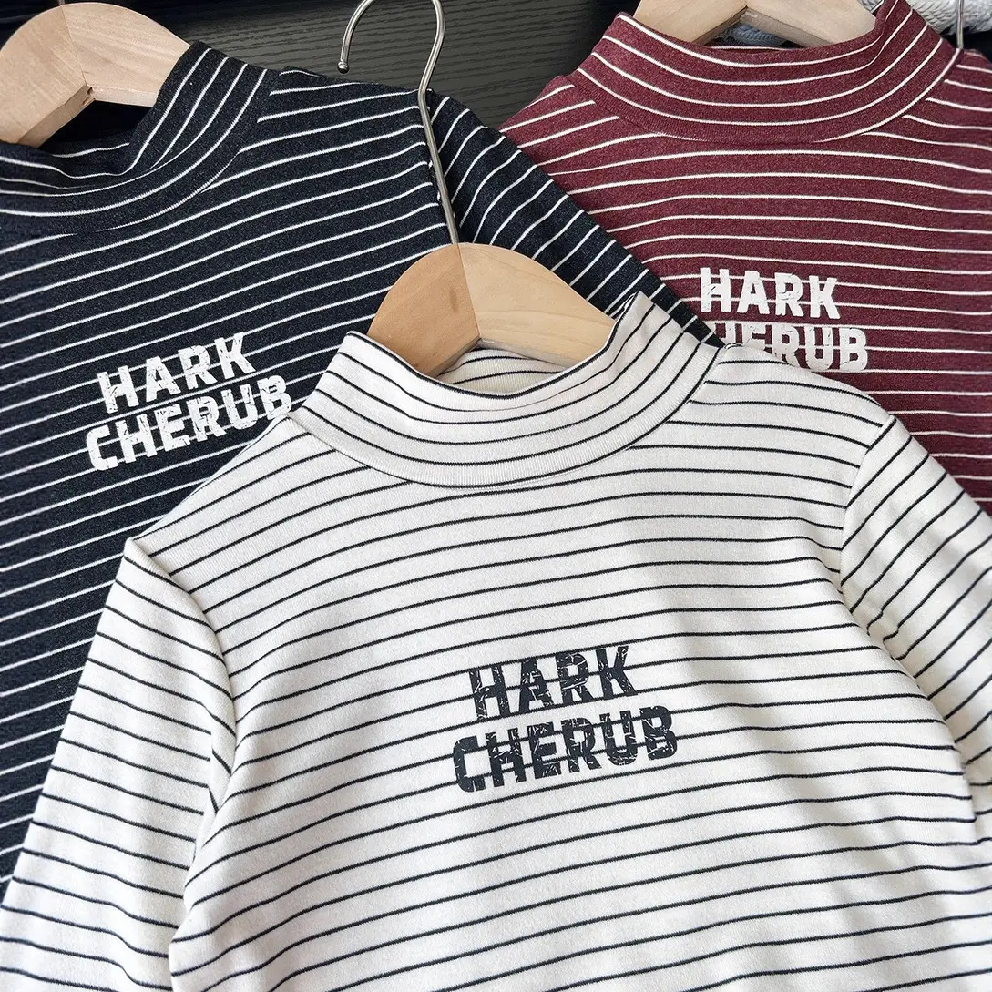 Kids Striped Turtleneck Bottom Shirt Wholesale Dropshipping - Image 6
