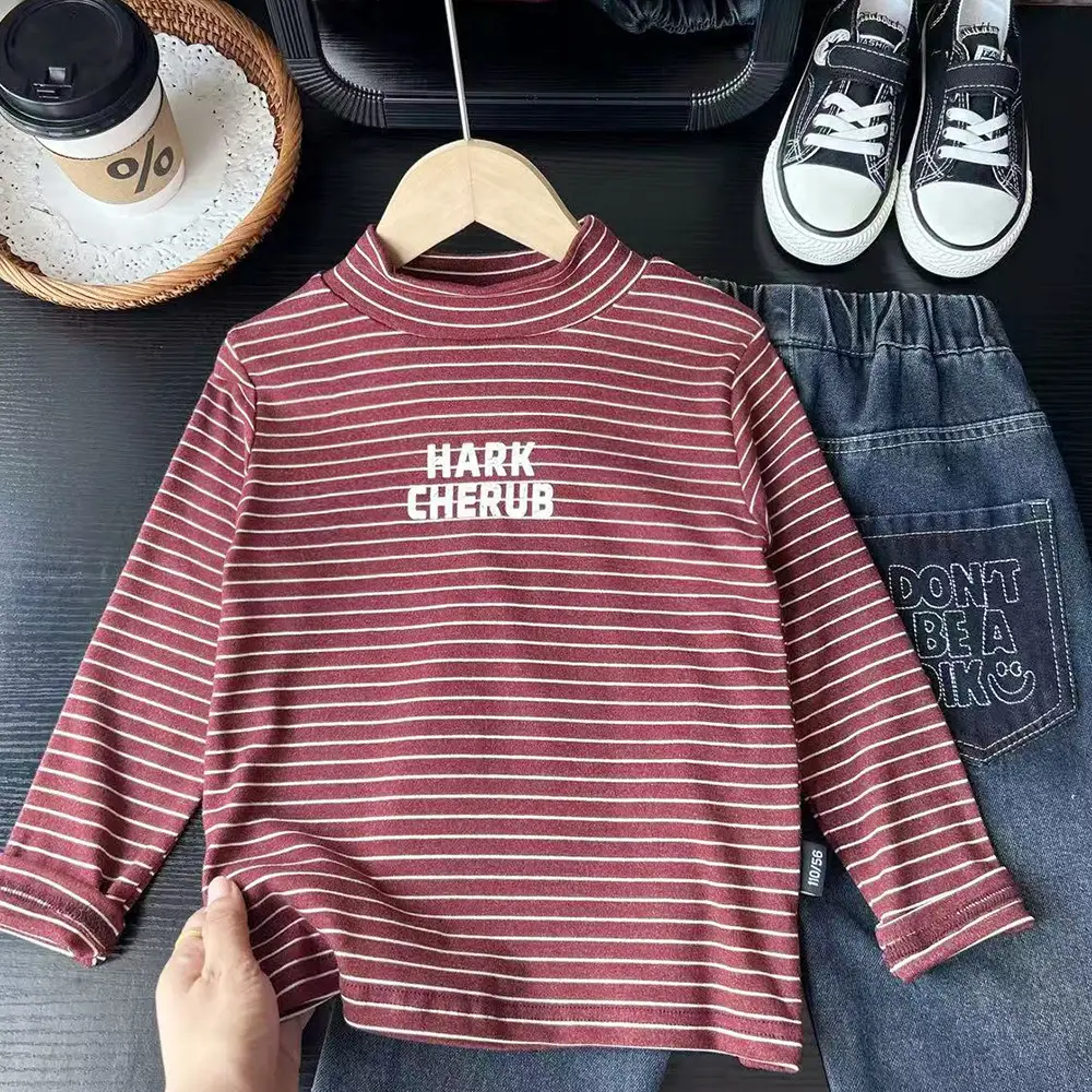 Kids Striped Turtleneck Bottom Shirt Wholesale Dropshipping — feature 3
