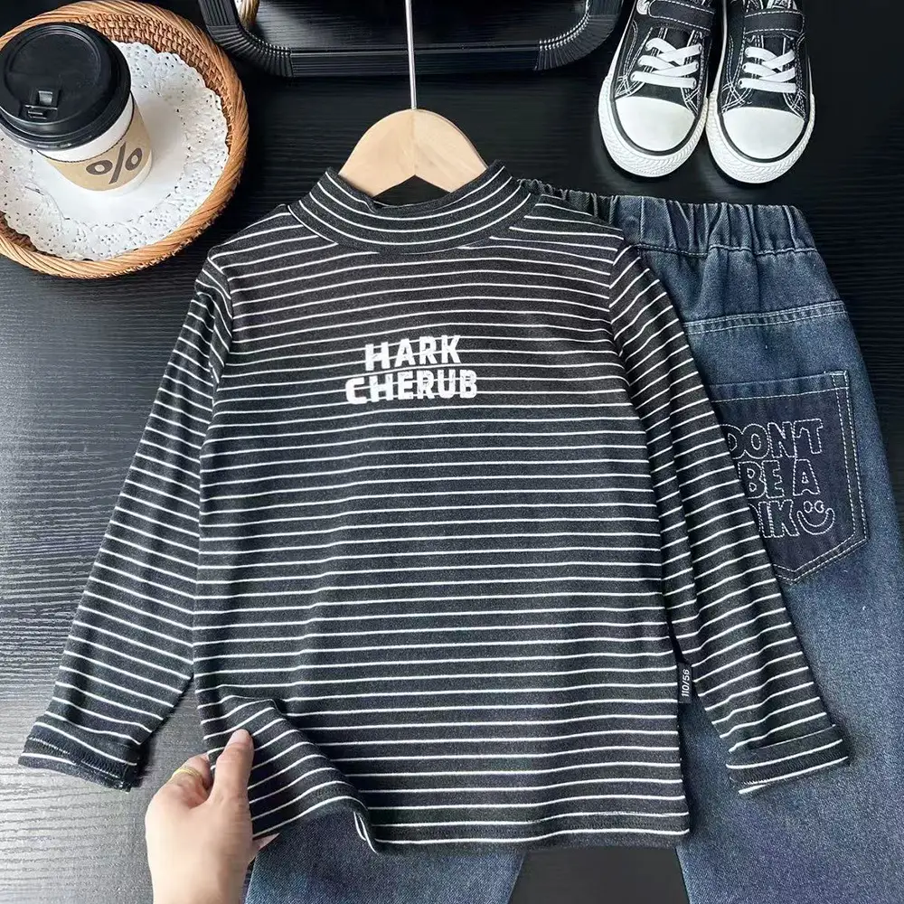 Kids Striped Turtleneck Bottom Shirt Wholesale Dropshipping — feature 4