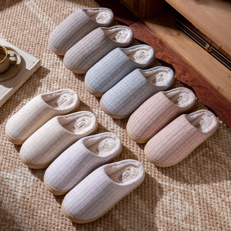 Women's Slippers Autumn and Winter Home Thick-Soled 2025 New Plush Warm Anti-Slip Home Cotton Slippers Winter Men's - Image 9