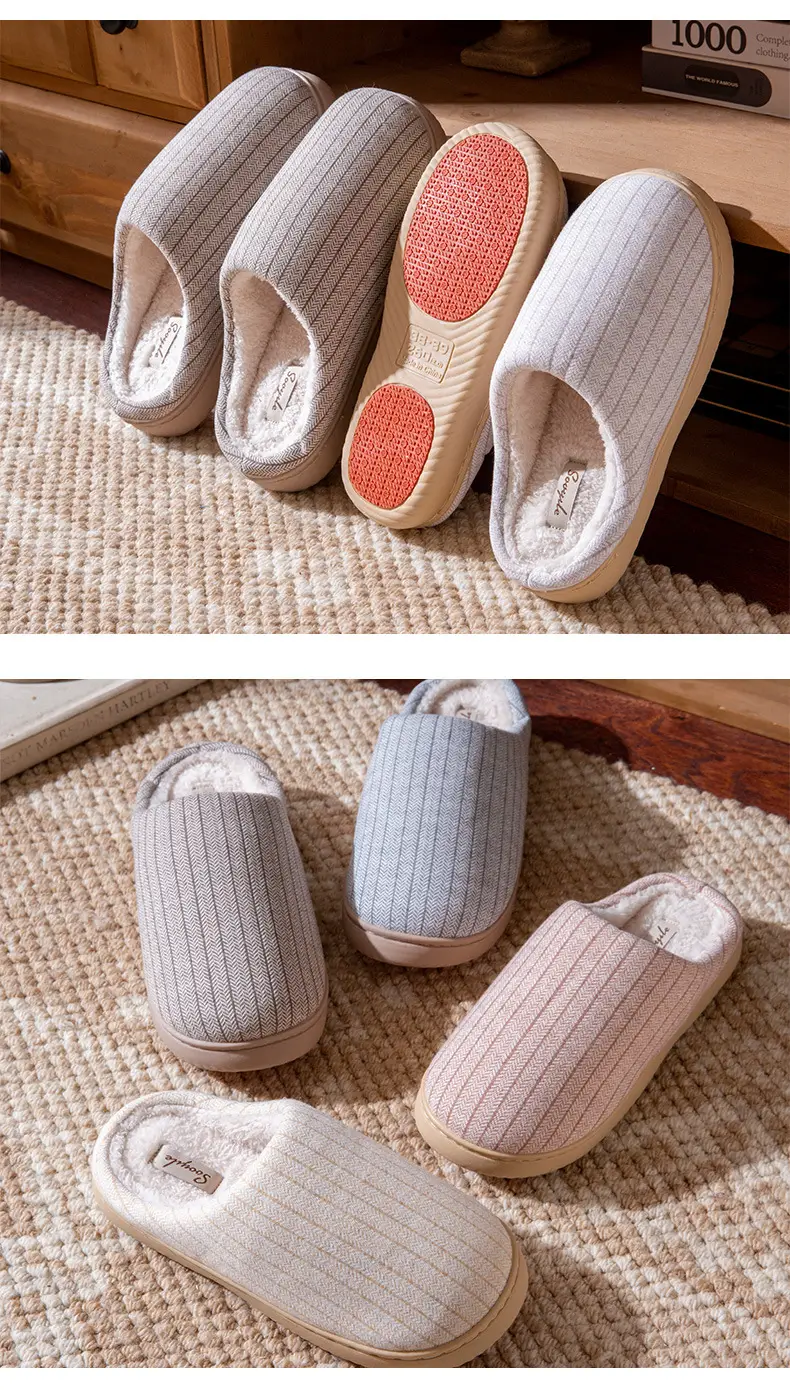 Women's Slippers Autumn and Winter Home Thick-Soled 2025 New Plush Warm Anti-Slip Home Cotton Slippers Winter Men's — feature 8