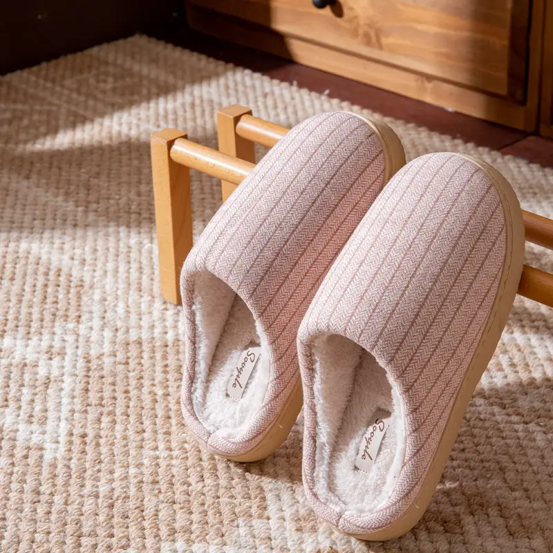 Women's Slippers Autumn and Winter Home Thick-Soled 2025 New Plush Warm Anti-Slip Home Cotton Slippers Winter Men's - Image 2