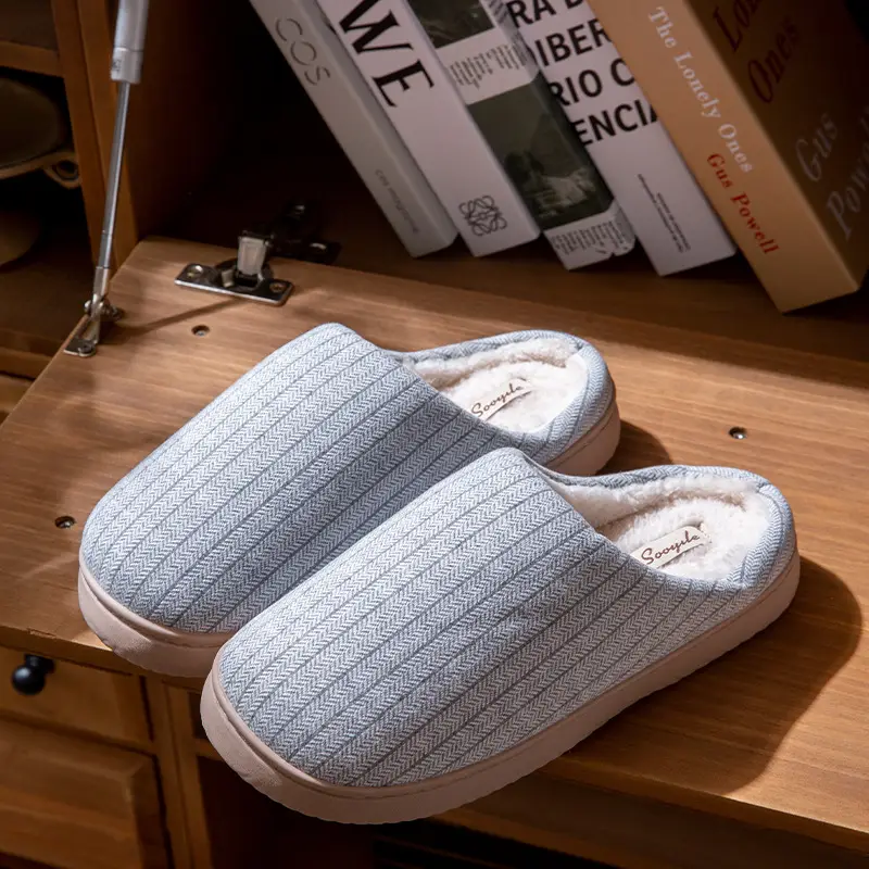 Women's Slippers Autumn and Winter Home Thick-Soled 2025 New Plush Warm Anti-Slip Home Cotton Slippers Winter Men's - Image 3