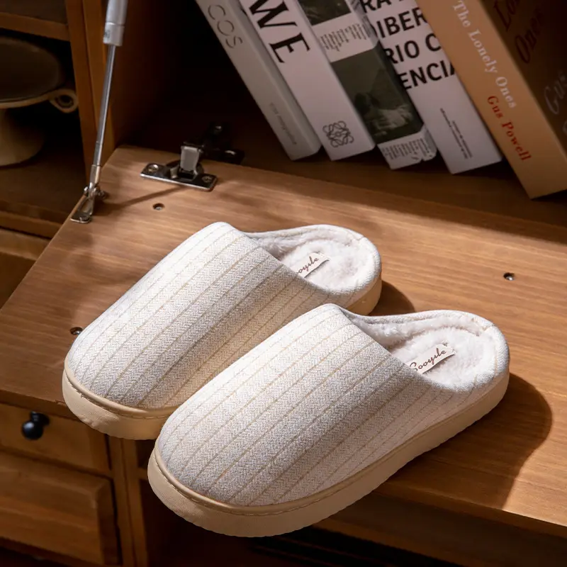Women's Slippers Autumn and Winter Home Thick-Soled 2025 New Plush Warm Anti-Slip Home Cotton Slippers Winter Men's - Image 4