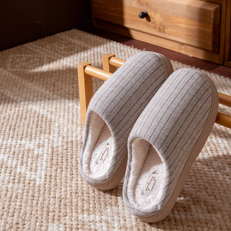 Women's Slippers Autumn and Winter Home Thick-Soled 2025 New Plush Warm Anti-Slip Home Cotton Slippers Winter Men's - Image 5