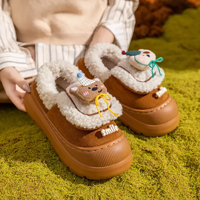 Women's Home Cotton Slippers for Autumn and Winter 2025 New Cartoon Warm Thick-Soled Plush Warm Maternity Shoes for Women - Image 5
