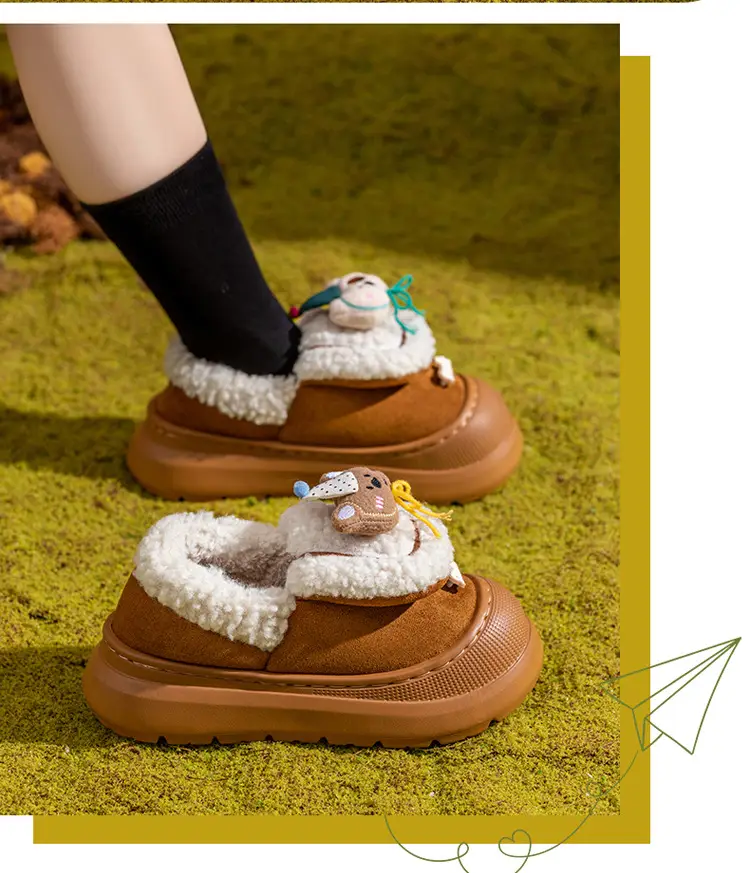 Women's Home Cotton Slippers for Autumn and Winter 2025 New Cartoon Warm Thick-Soled Plush Warm Maternity Shoes for Women — feature 19