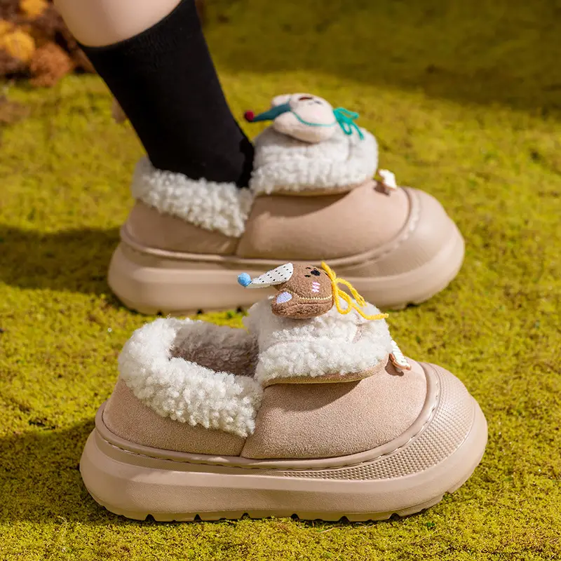 Women's Home Cotton Slippers for Autumn and Winter 2025 New Cartoon Warm Thick-Soled Plush Warm Maternity Shoes for Women - Image 3