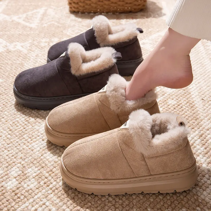 Women's Winter 2025 New Style Indoor and Home Velvet Warm Thick-Soled Non-Slip Cotton Slippers for Women's Outer Wear - Image 5