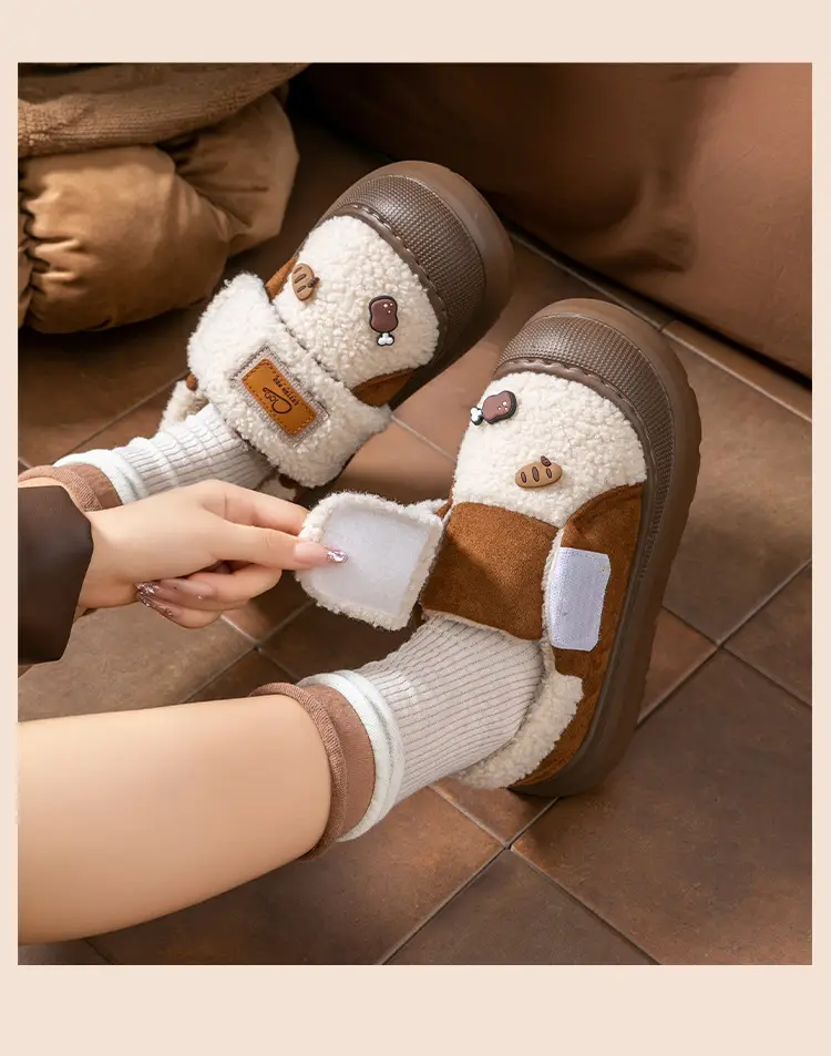 Lamb Wool Heel-Covering Cotton Slippers for Women, Autumn and Winter Versatile Thick-Soled Non-Slip Warm Plush Thickened Fashion Cotton Shoes — feature 20