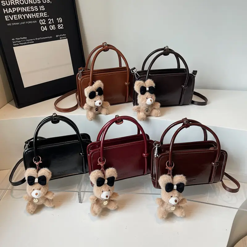 Retro Crossbody Bag Brown Leather Miu Series 2025 - Image 14