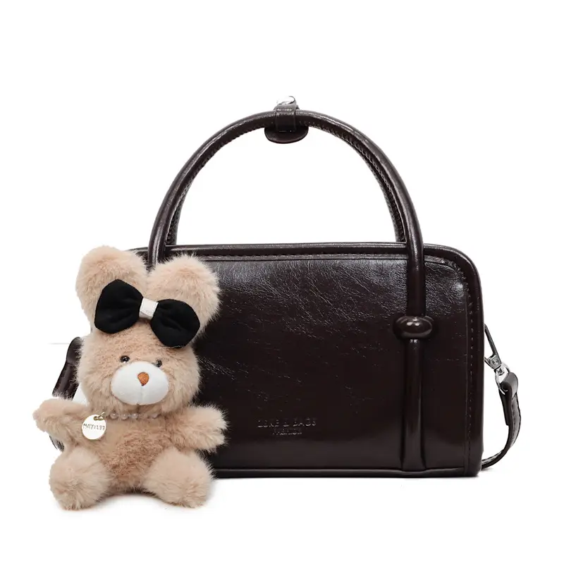 Retro Crossbody Bag Brown Leather Miu Series 2025 - Image 15