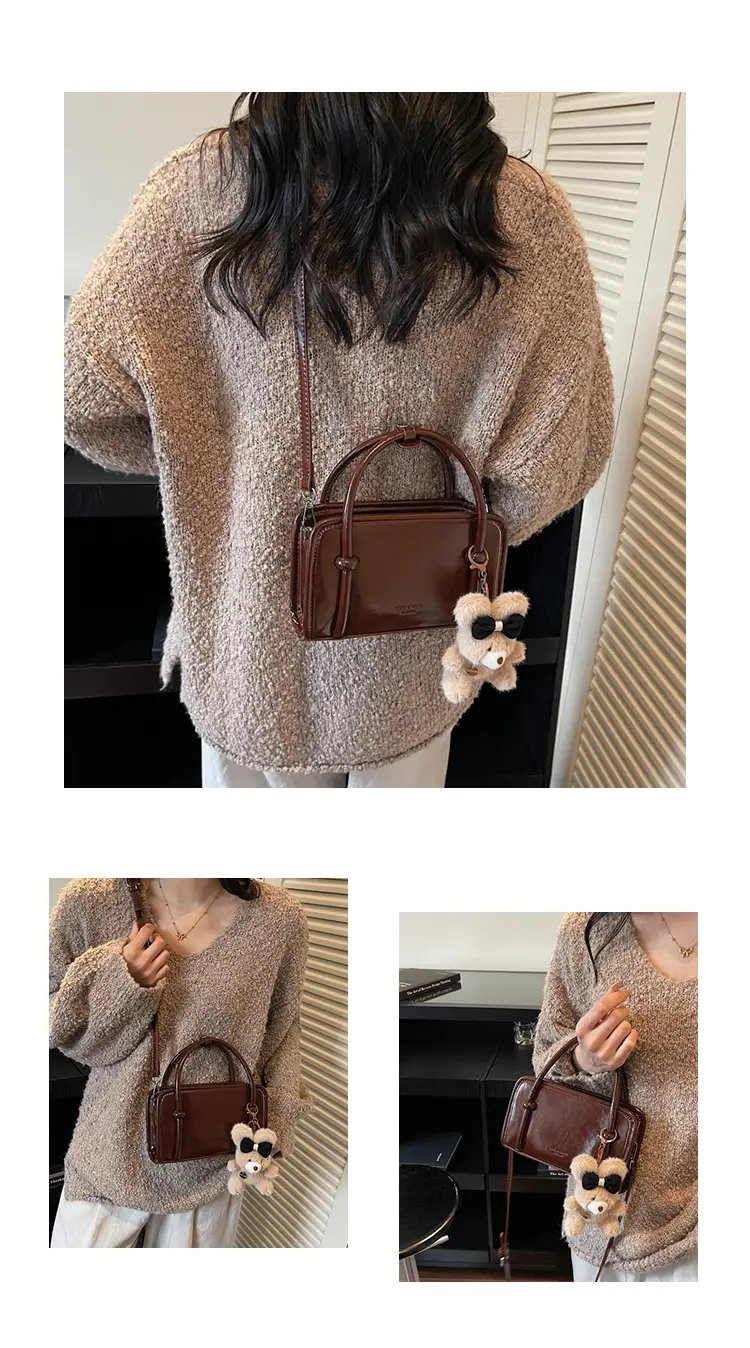 Retro Crossbody Bag Brown Leather Miu Series 2025 — feature 10