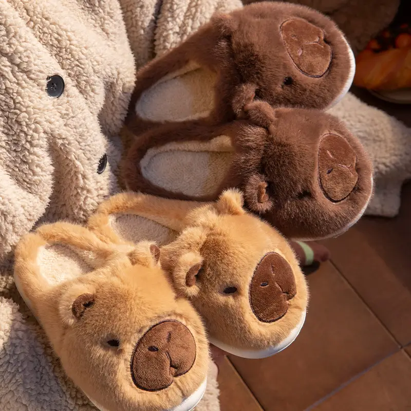 Kapibala Cotton Slippers for Women in Autumn and Winter, Home Non-Slip Warm Slippers, Cute Thickeneded Furry Slippers for Men - Image 3