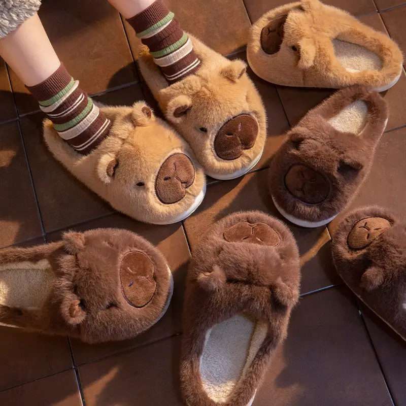 Kapibala Cotton Slippers for Women in Autumn and Winter, Home Non-Slip Warm Slippers, Cute Thickeneded Furry Slippers for Men - Image 4