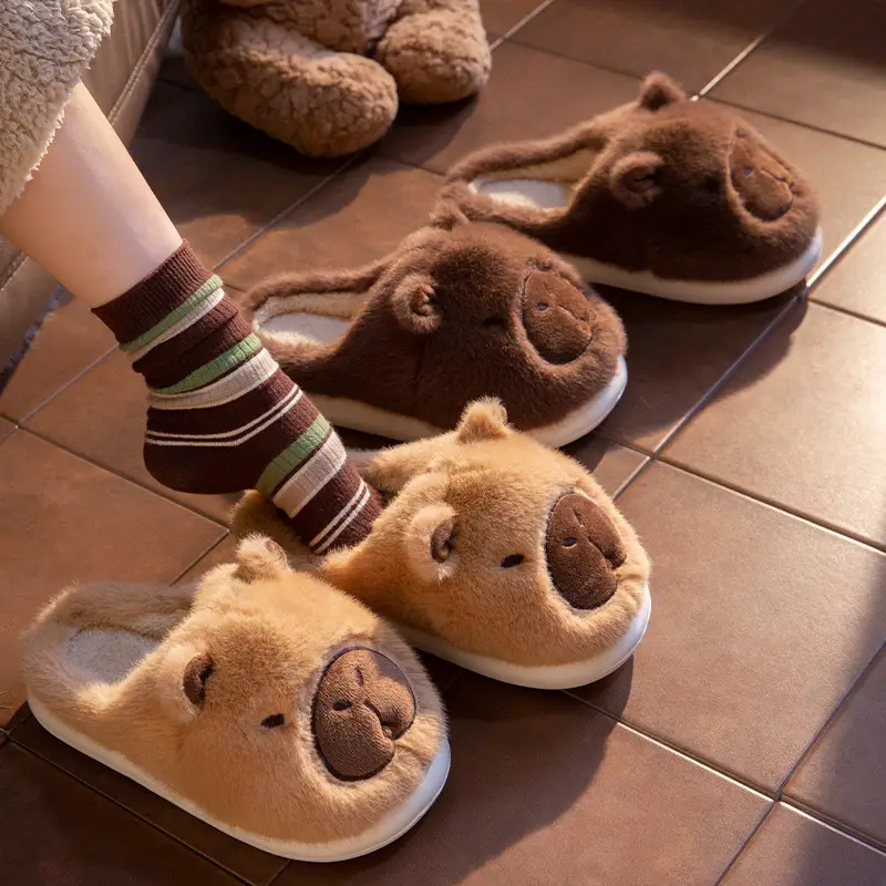 Kapibala Cotton Slippers for Women in Autumn and Winter, Home Non-Slip Warm Slippers, Cute Thickeneded Furry Slippers for Men - Image 6