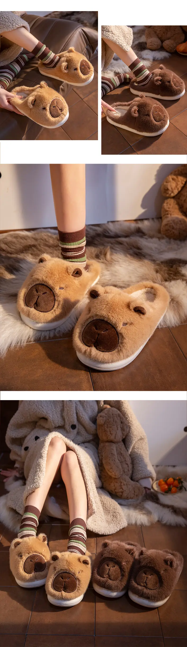 Kapibala Cotton Slippers for Women in Autumn and Winter, Home Non-Slip Warm Slippers, Cute Thickeneded Furry Slippers for Men — feature 7