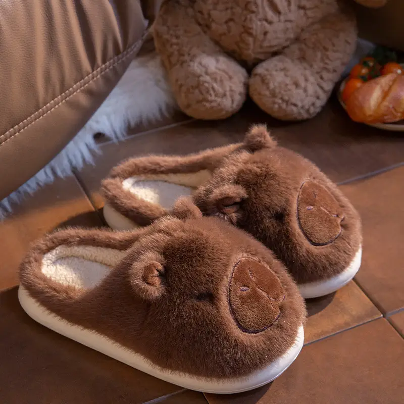 Kapibala Cotton Slippers for Women in Autumn and Winter, Home Non-Slip Warm Slippers, Cute Thickeneded Furry Slippers for Men - Image 2