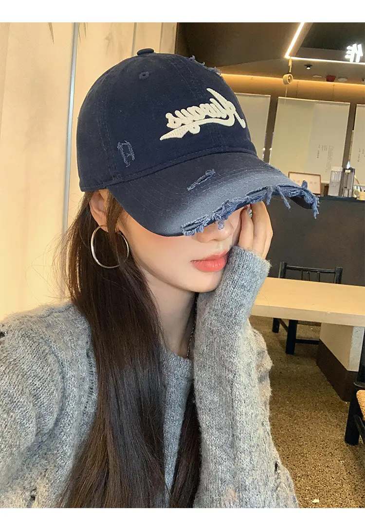 Pink Distressed Letter Embroidered Baseball Cap for Women — feature 10