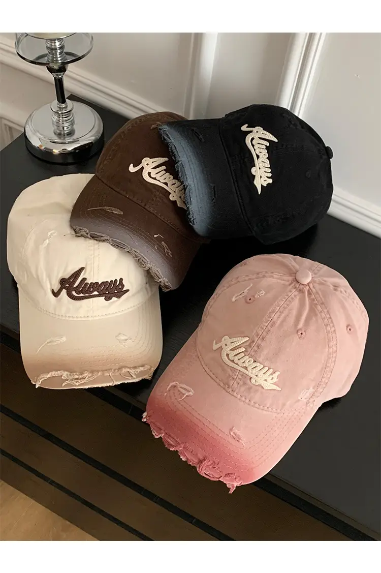 Pink Distressed Letter Embroidered Baseball Cap for Women — feature 12